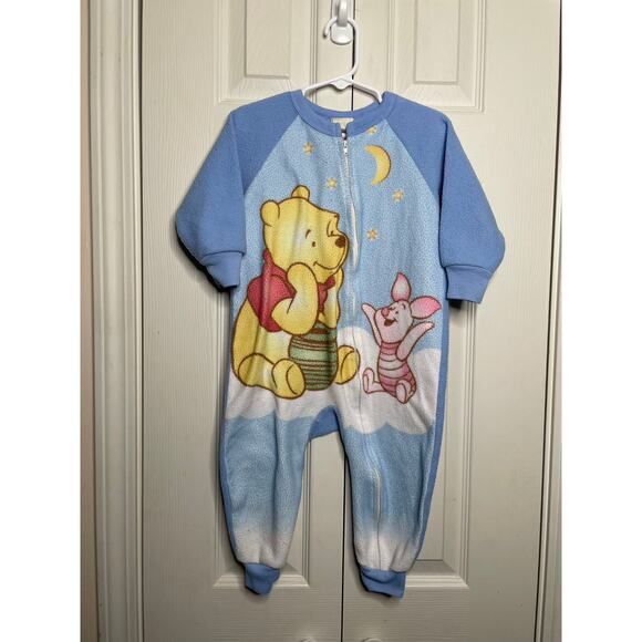 Vintage Disney Winnie the Pooh Piglet Toddler One Piece Footless Pajamas Size 3T - Picture 1 of 6